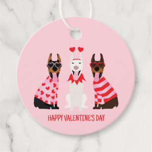 Étiquettes Cadeau Joyeux Valentines Day Chiens Dobermann