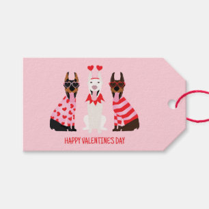 Étiquettes-cadeau Joyeux Valentines Day Chiens Dobermann