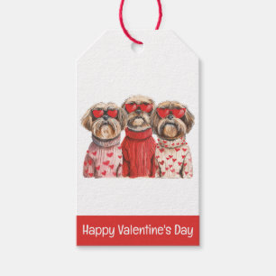 Étiquettes-cadeau Joyeux Valentines Day Chih Tzu Chiens