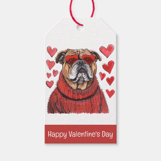 Étiquettes-cadeau Joyeux Valentines Day English Bulldog (Devant)