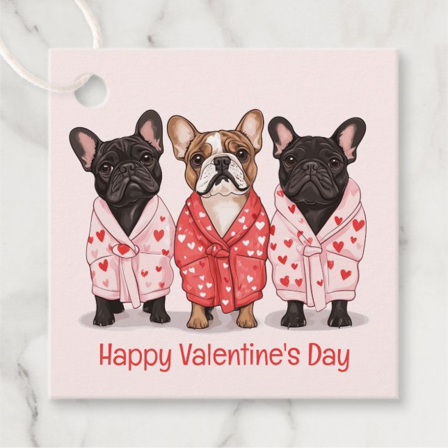 Étiquettes Cadeau Joyeux Valentines Day French Bulldog (Devant)