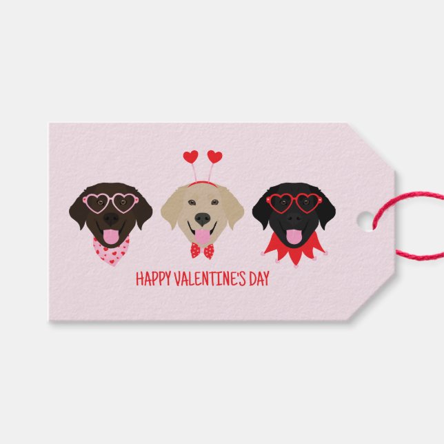 Étiquettes-cadeau Joyeux Valentines Day Labrador Retriever Dogs (Devant (Horizontal))