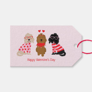 Étiquettes-cadeau Joyeux Valentines Day Mini Goldendoodle Chiens