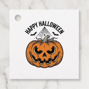 Étiquettes Cadeau Joyeux visage de citrouille d'Halloween Création v