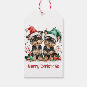 Étiquettes-cadeau Joyeux Yorkshire Terrier Chiens de Noël
