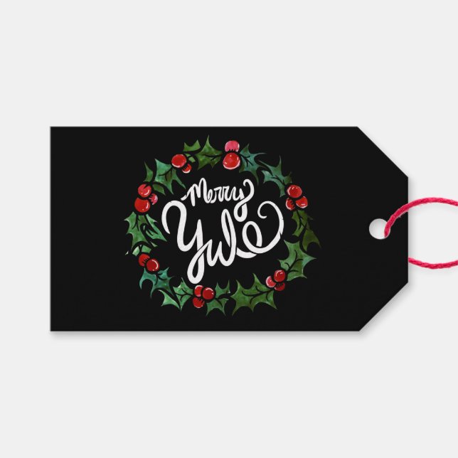 Étiquettes-cadeau Joyeux Yule Pagan Vacances Wiccan Bienheureux Yule (Devant (Horizontal))