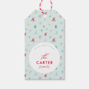 Étiquettes-cadeau JOYFUL FAMILLE moderne dessiné star festive coloré