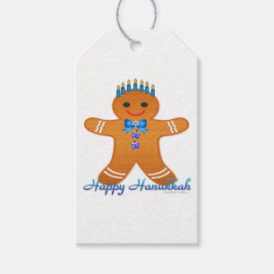 Étiquettes-cadeau Judaïque Hanoukka Gingerbread Homme Menorah