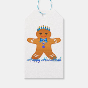 Étiquettes-cadeau Judaïque Hanoukka Gingerbread Homme Menorah