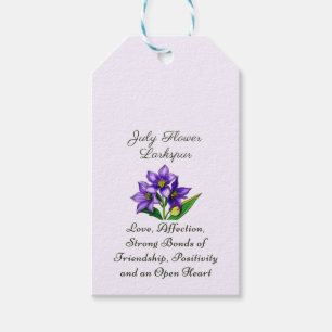 Étiquettes-cadeau Juillet Mois de naissance Fleur Larkspur Floral Ar