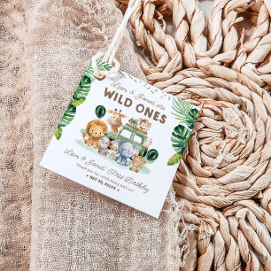 Étiquettes Cadeau Jumeaux Wild One 1er Anniversaire Animaux de Safar