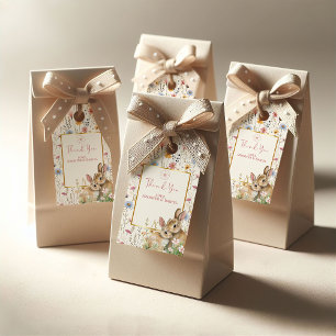 Étiquettes-cadeau Jumelles charmantes lapin floral neutre Baby Showe