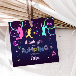 Étiquettes Cadeau Jump and Glow Birthday Carré