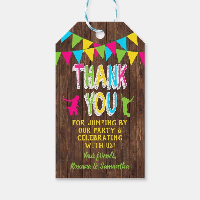 Étiquettes-cadeau Jump party bounce combiné parti rose (Devant)