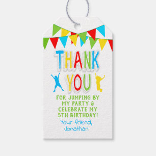 Étiquettes-cadeau Jump party bounce couleurs primaires préférez la b