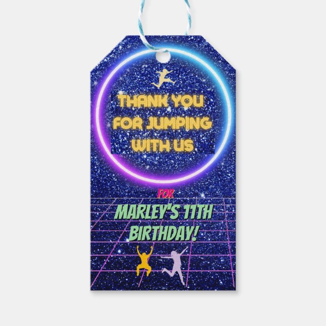 Étiquettes-cadeau Jump Party Bounce Neon Trampoline Park (Devant)