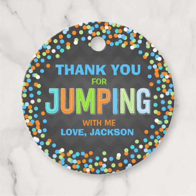 Étiquettes Cadeau Jump Trampoline Anniversaire Fête Fournitures Cade (Devant)