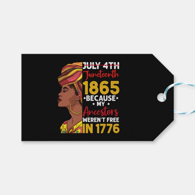 Étiquettes-cadeau Juneteenth Parce que mes ancêtres n'étaient pas li (Devant (Horizontal))