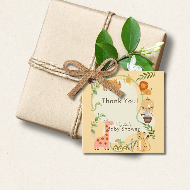 Étiquettes Cadeau Jungle Animal Safari Aventure Attend Baby shower (Créateur téléchargé)