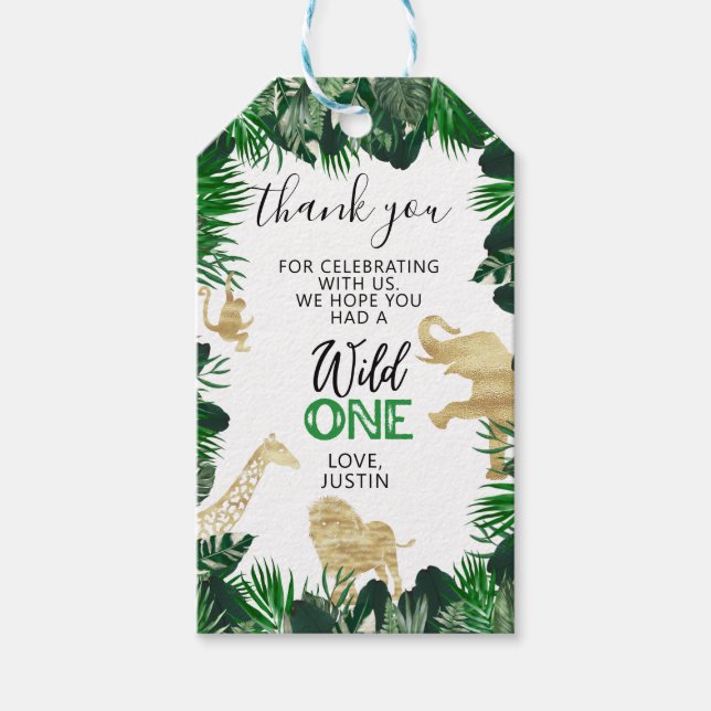 Étiquettes-cadeau Jungle Anniversaire Safari Party Favoriser le Merc (Devant)