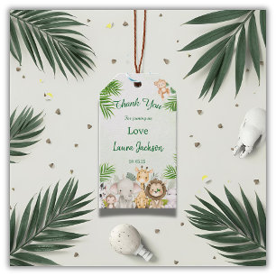 Étiquettes-cadeau jungle bébé garçon douche sauvage tropicale invita