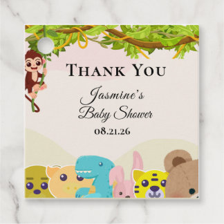Étiquettes Cadeau Jungle feuillu thème singe baby shower de jouets d