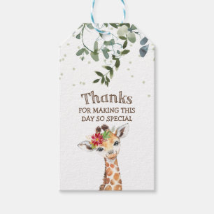 Étiquettes-cadeau Jungle Safari Giraffe Merci Favoriser