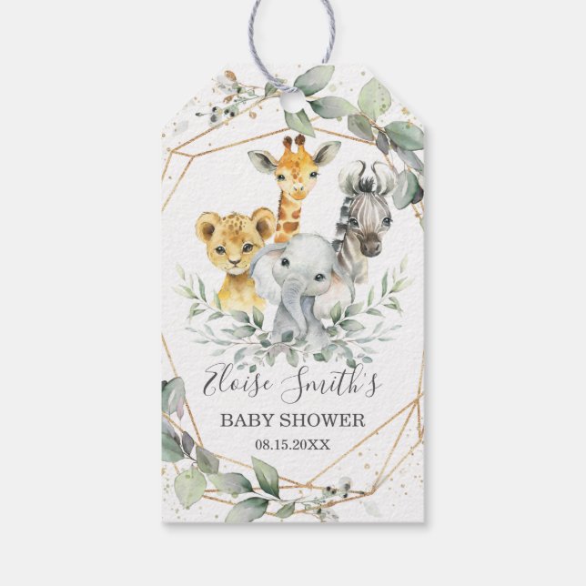 Étiquettes-cadeau Jungle verdoyant chic Animaux Bébé Shower Annivers (Dos)