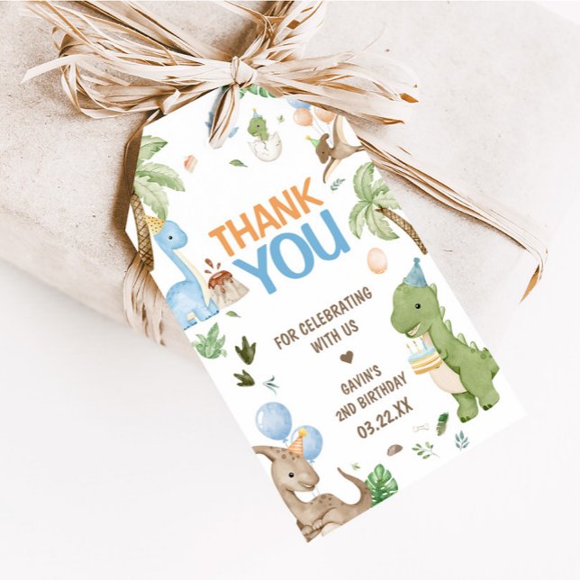 Étiquettes-cadeau Jurassic Cute Dinosaur Anniversaire Fête Favoriser (Stomp, Chomp and Chew Dinosaur Birthday Party Favor Tags)