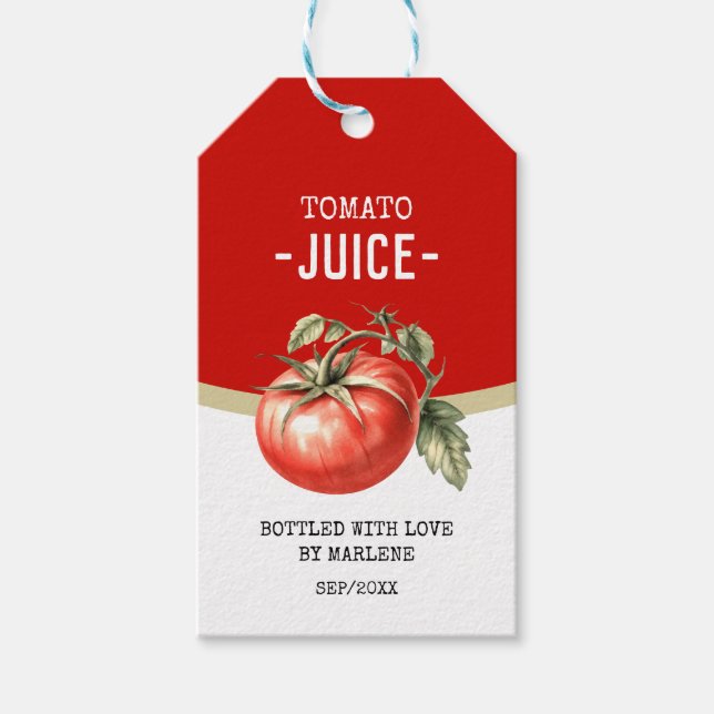 Étiquettes-cadeau Jus de tomate fait maison avec tomate rouge (Devant)