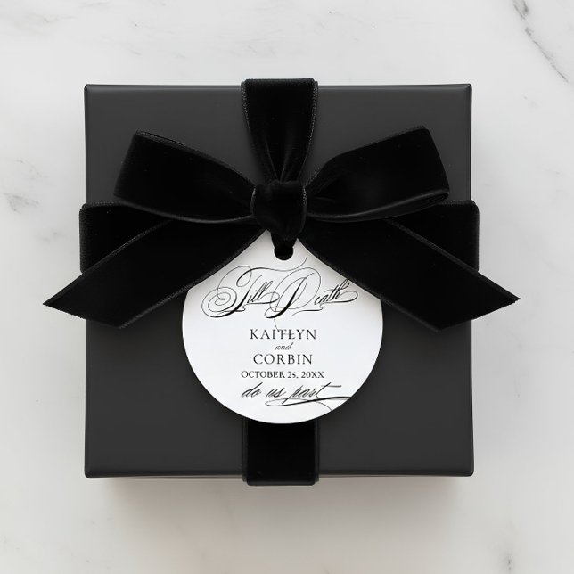 Étiquettes Cadeau Jusqu'à ce que la mort nous sépare Élégant mariage (Goth Glam Wedding Favor Tags | Till Death Do Us Part)