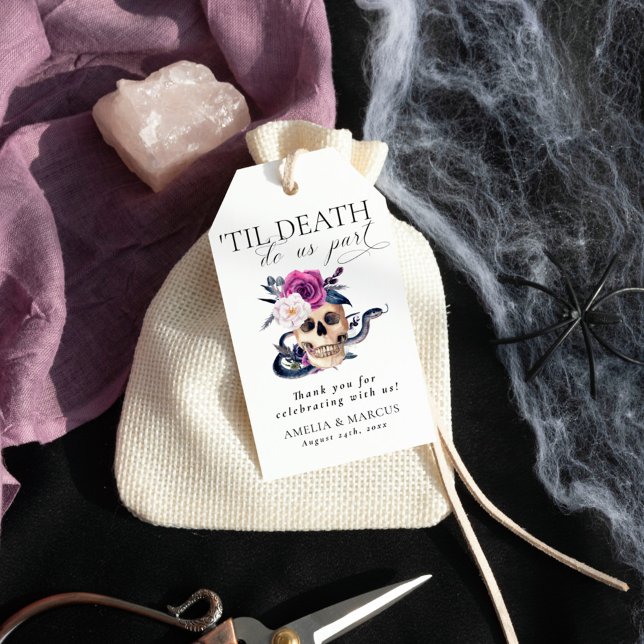Étiquettes-cadeau 'Jusqu'à ce que la mort nous sépare violet et noir (Créateur téléchargé)