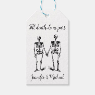 Étiquettes-cadeau Jusqu'à la mort nous séparons Skeleton Couple Name