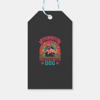 Étiquettes-cadeau Just Girl Inlove Dog French Bulldog Rainbow Paws