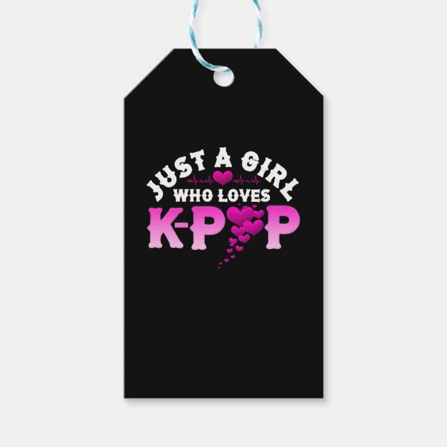 Étiquettes-cadeau Just Girl Who Loves K-pop Finger Heart (Devant)