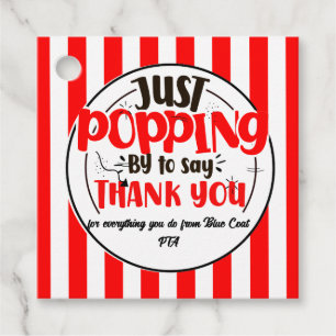 Étiquettes Cadeau juste passer pour dire merci popcorn volontaire