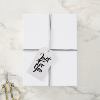 Étiquettes-cadeau Juste pour vous typographie noir blanc motif spoty