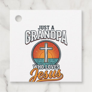 Étiquettes Cadeau Juste un grand-père qui aime Jésus Vintage Cross S