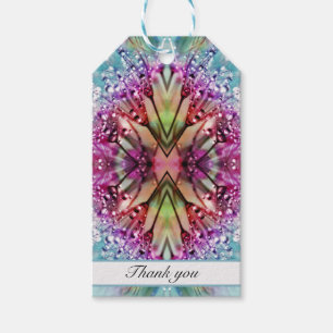 Étiquettes-cadeau Kaleidoscope de gouttes de rosée : Art floral abst