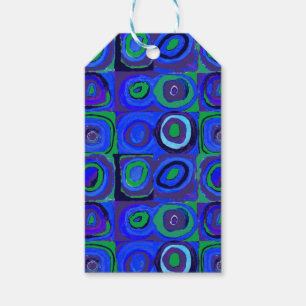 Étiquettes-cadeau Kandinsky Farbstudie Carrés Bleus Cercle Carré
