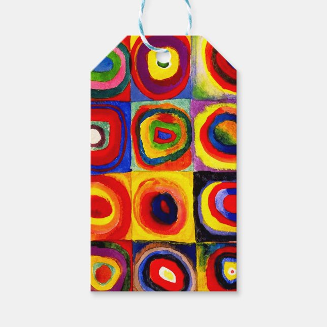 Étiquettes-cadeau Kandinsky Farbstudie Quadrates Cercles Art  (Devant)