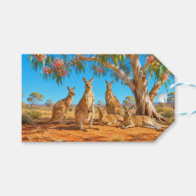 Kangourous sous un eucalyptus en fleurs Joyeux Ann