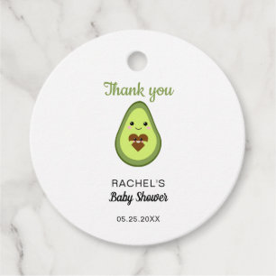 Étiquettes Cadeau Kawaii Avocado Baby shower Merci minimal mou
