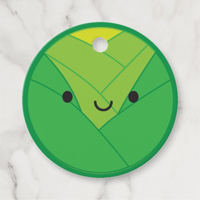 Étiquettes Cadeau Kawaii Brussels Sprout / Cabbage (Devant)