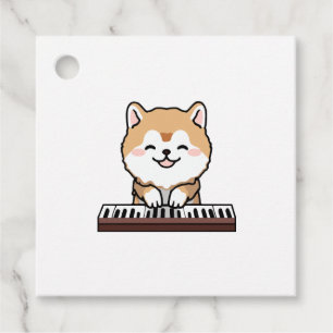 Étiquettes Cadeau Kawaii Chien mignon Jouer Piano Clavier