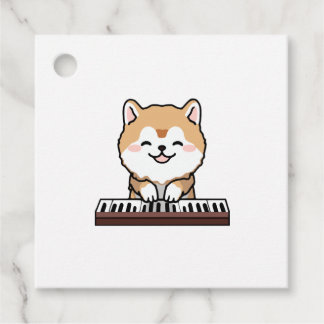 Étiquettes Cadeau Kawaii Chien mignon Jouer Piano Clavier