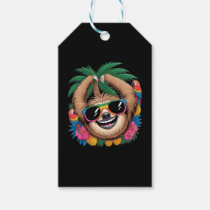 Étiquettes-cadeau Kawaii Paresseux Tropical – Vibrations É estivales