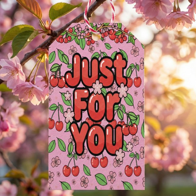 Étiquettes-cadeau Kawaii Red Cherry Vibes Cute Girly Aesthetic (Créateur téléchargé)