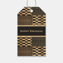Kente noir et or 'Happy Kwanzaa'