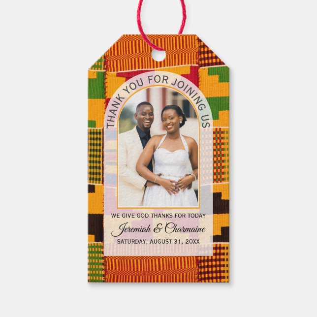 Étiquettes-cadeau Kente Photo Custom Name WEDDING  (Devant)